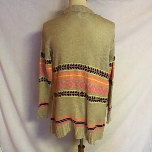 Francesca’s collections tan n neon tribal cardigan - Picture 6 of 9